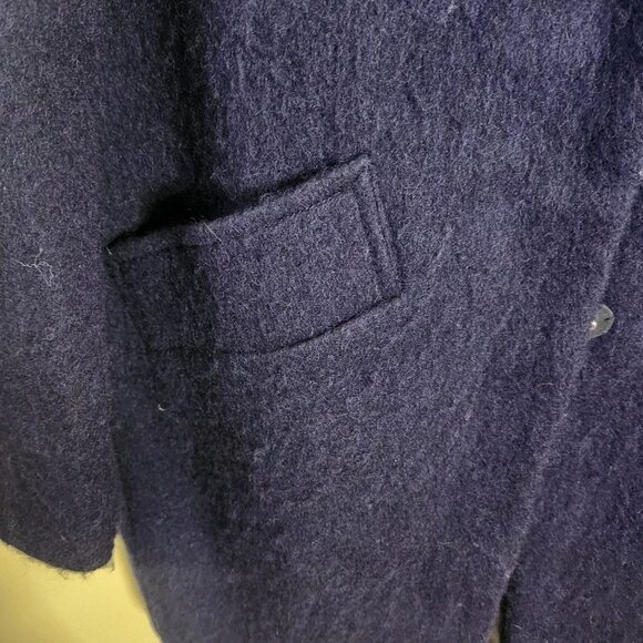 Lark & Ro Blue Brushed Wool Blend Royal Blue Overcoat Size M - Picture 5 of 10